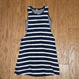 Vintage Roxy Blue and White Striped Layered Dress Extra Small